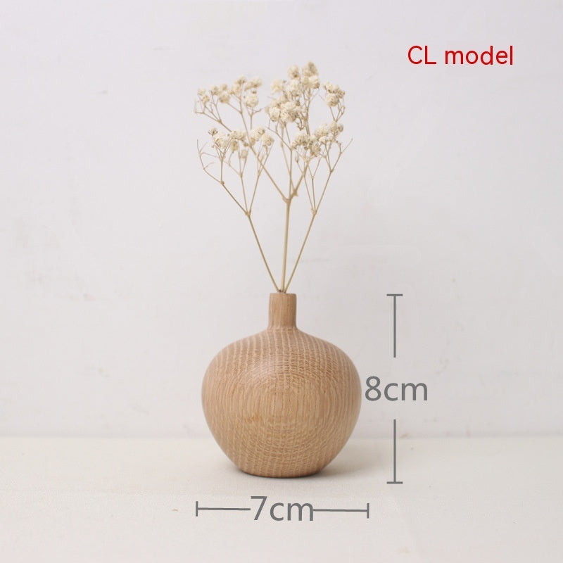 Japanese Style Groceries Solid Wood Dried Flowers And Flowerpot Wooden Craftwork Ins Vase