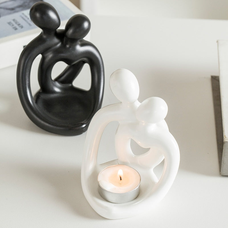 Ceramic Couple Candlestick Modern Nordic Suit Retro Aromatherapy Candle Cup Ornaments