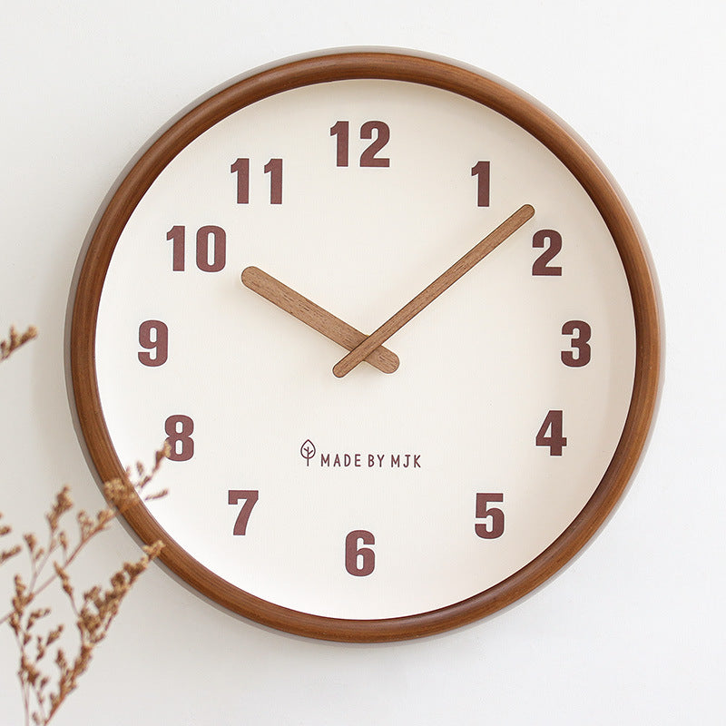 Home Living Room Retro Solid Wood Modern Minimalism Wall Clock Creative