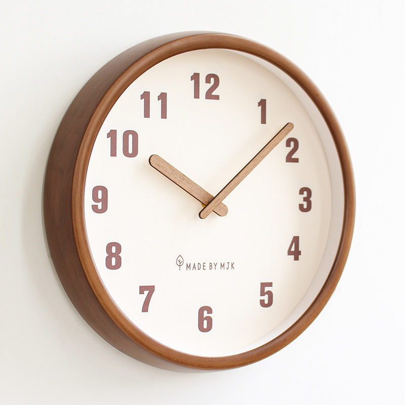 Home Living Room Retro Solid Wood Modern Minimalism Wall Clock Creative