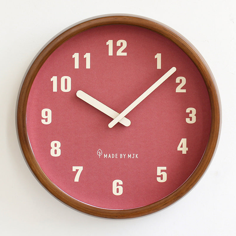 Home Living Room Retro Solid Wood Modern Minimalism Wall Clock Creative