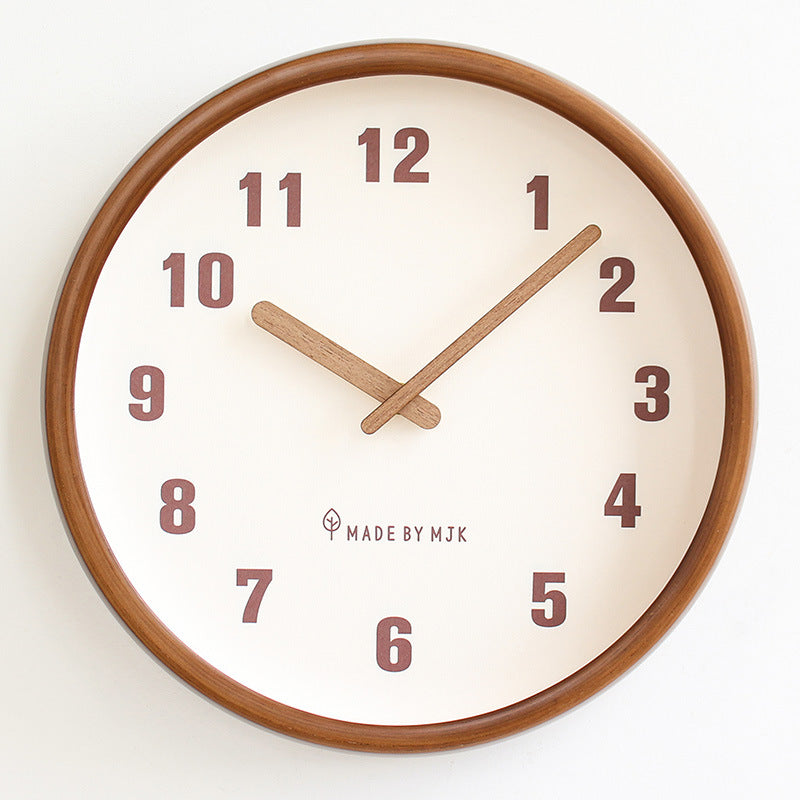 Home Living Room Retro Solid Wood Modern Minimalism Wall Clock Creative