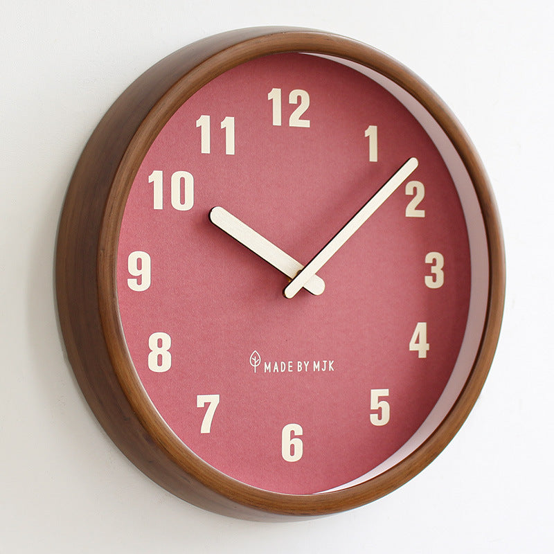 Home Living Room Retro Solid Wood Modern Minimalism Wall Clock Creative